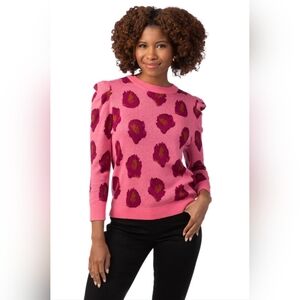 Croaby By Mollie Burch Pink Bloom Bixby Sweater Size L